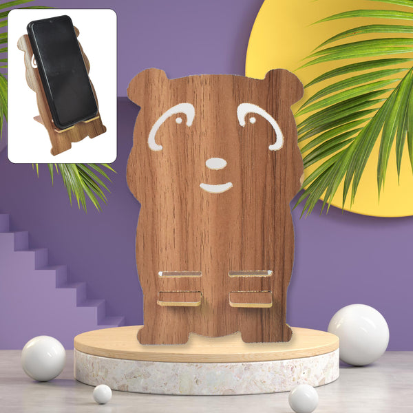 Wooden Cartoon Mobile Stand – Cute Bear-Shaped Desk Holder for Smartphones | Fun & Portable