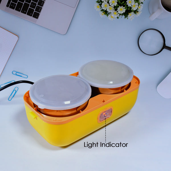 2-Layer Electric Lunch Box for Office | Portable Food Warmer | 4 Stainless Steel Containers | Leak-Proof & BPA-Free