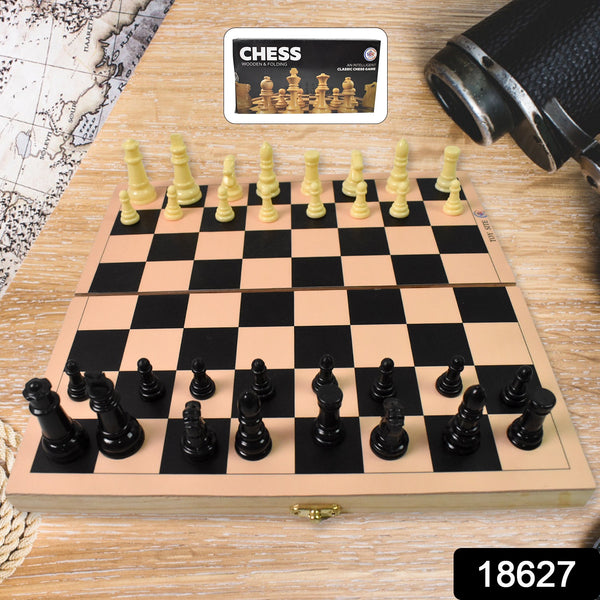 Folding Wooden Chess Board Set (30×30 cm) – Classic Strategy Game for Kids & Adults