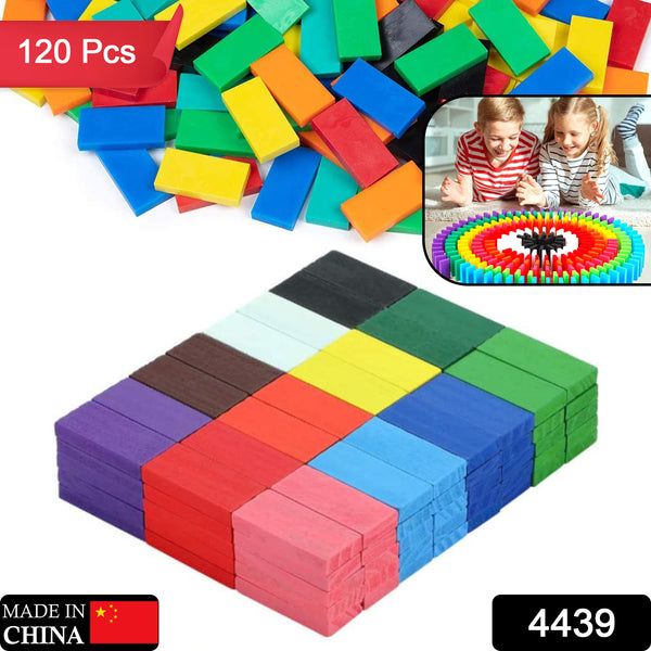 120-Piece Wooden Dominoes Set – Multicolor Building Blocks for Kids & Family Fun