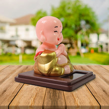 Solar-Powered Moving Head Buddha Statue – Automatic Wobble Car Ornament & Home Décor