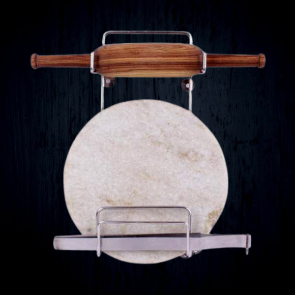 Stainless Steel Chakla Belan & Tong Holder – Multi-Purpose Kitchen Stand (1 Pc)